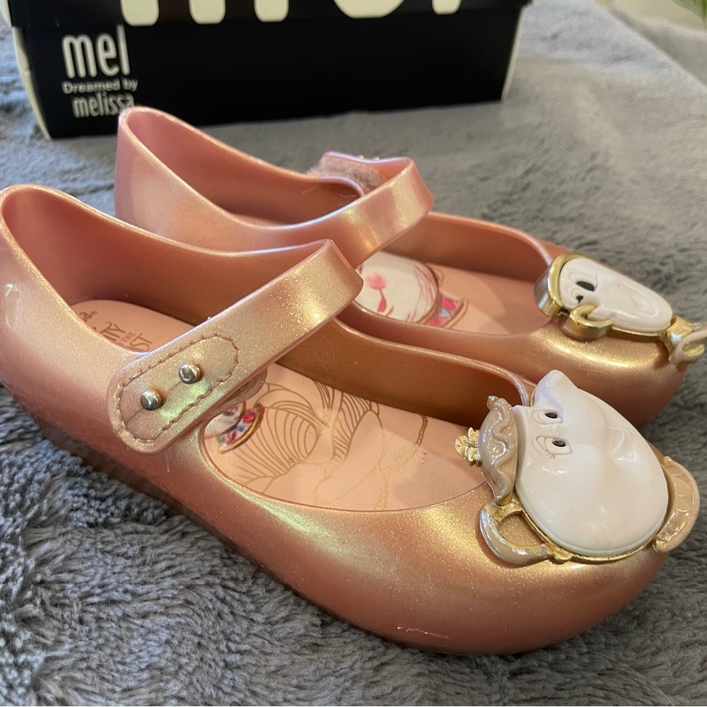 Mini Melissa Toddler Girl's Beauty & The Beast Pink White Maryjane size 11
